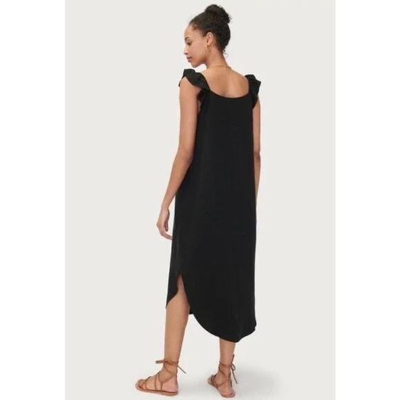 Hatch Collection Jenna Ruffle Button Front Midi Dress Black Maternity New Small - Picture 2 of 16